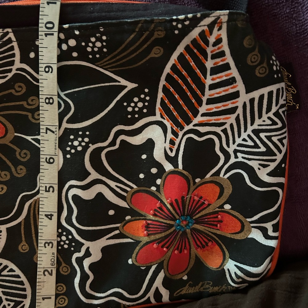 Laurel Burch Orange Black Colorful Floral Shoulder Bag - Picture 6 of 7
